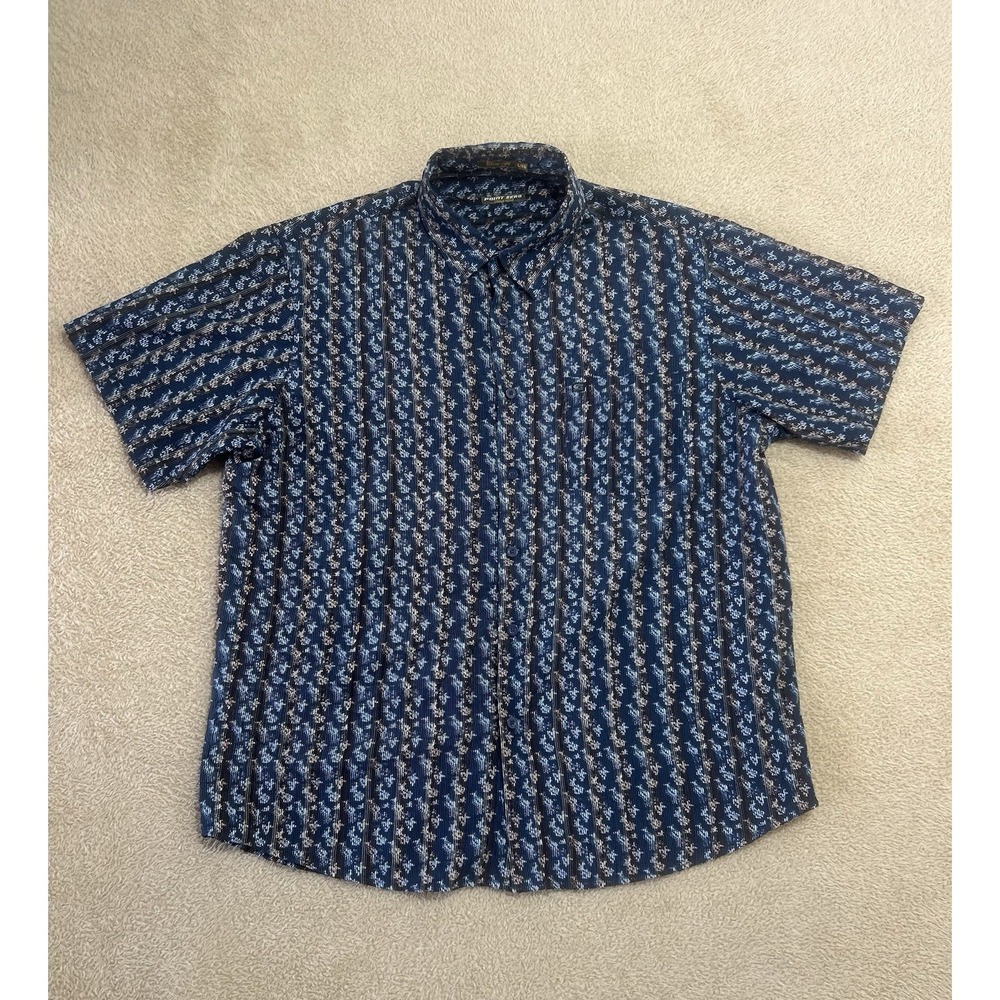 Point Zero Orange Label Ikat Pattern Button‎ Up Men's XL  Geometric Bohemian